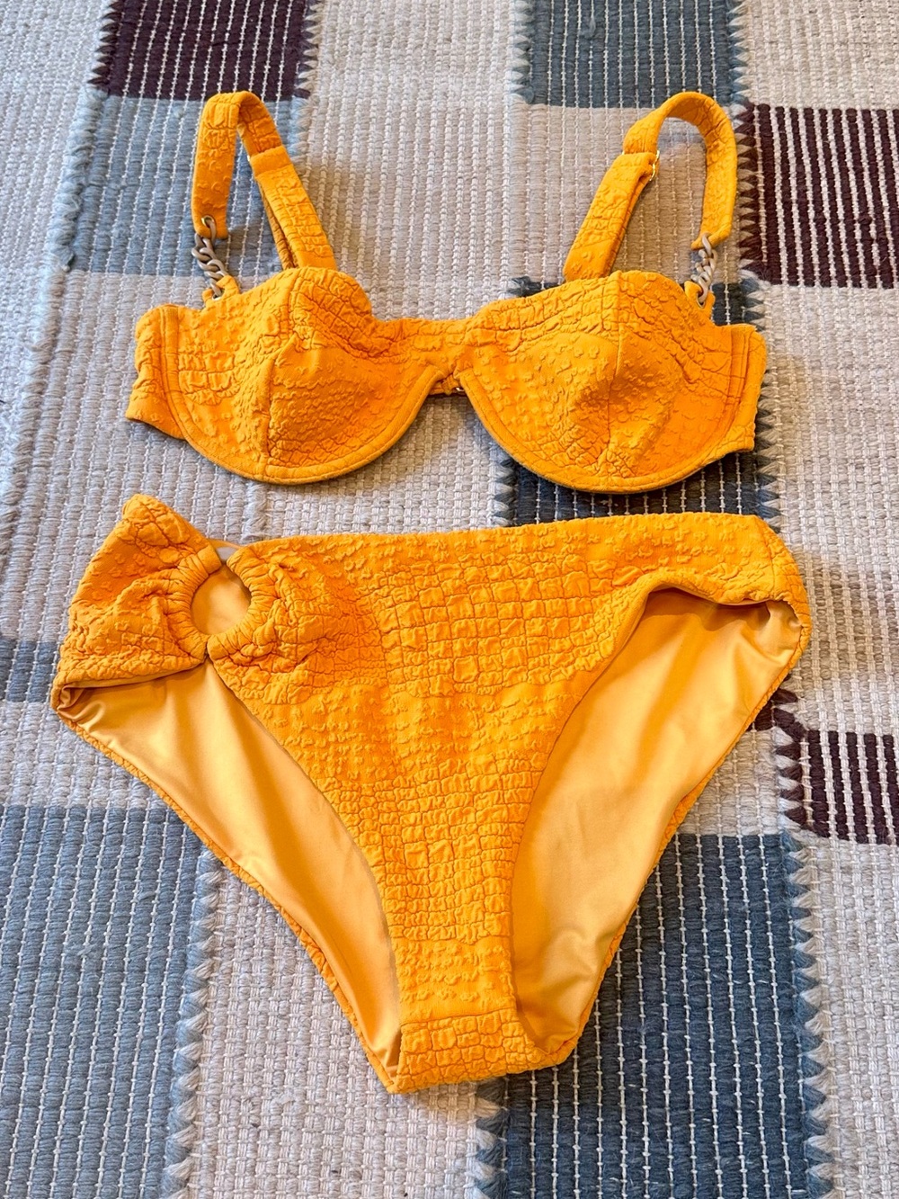 Revel Rey Textured Orange Bikini Set - Two Piece Swim